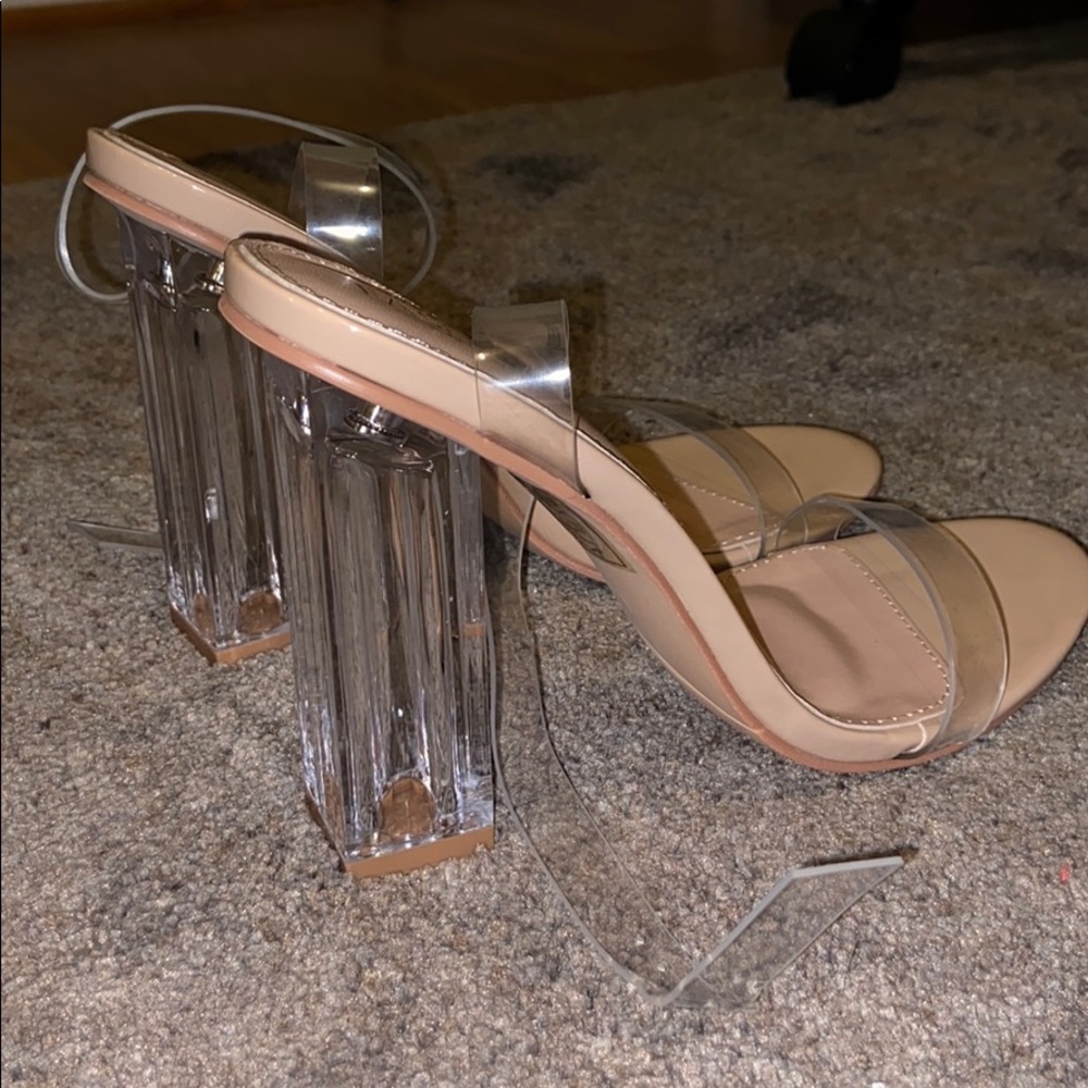 clear block heels